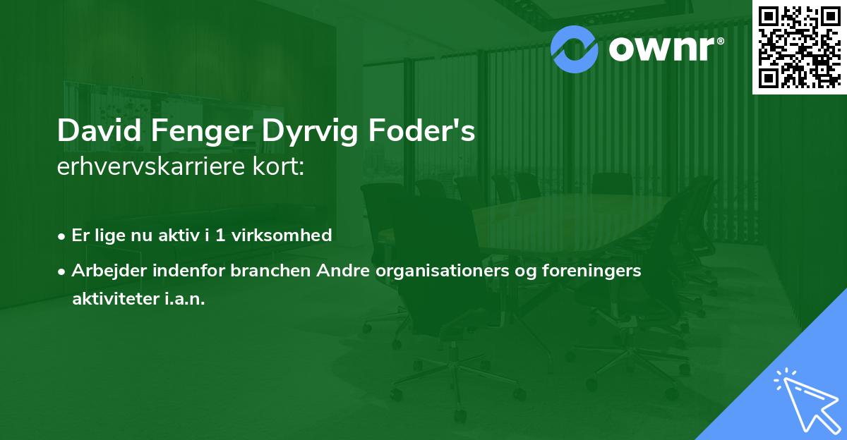 David Fenger Dyrvig Foder's erhvervskarriere kort