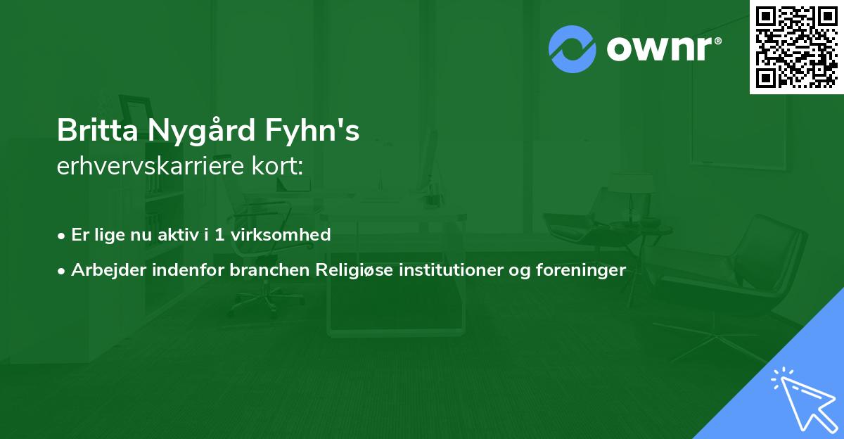 Britta Nygård Fyhn's erhvervskarriere kort