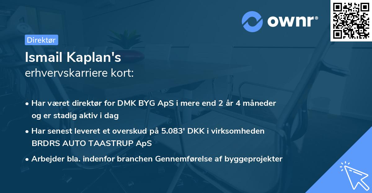 Ismail Kaplan's erhvervskarriere kort