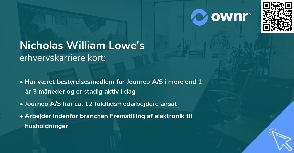 Nicholas William Lowe's erhvervskarriere kort