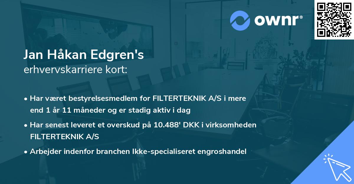Jan Håkan Edgren's erhvervskarriere kort
