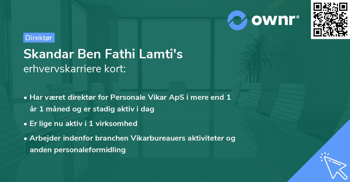 Skandar Ben Fathi Lamti's erhvervskarriere kort