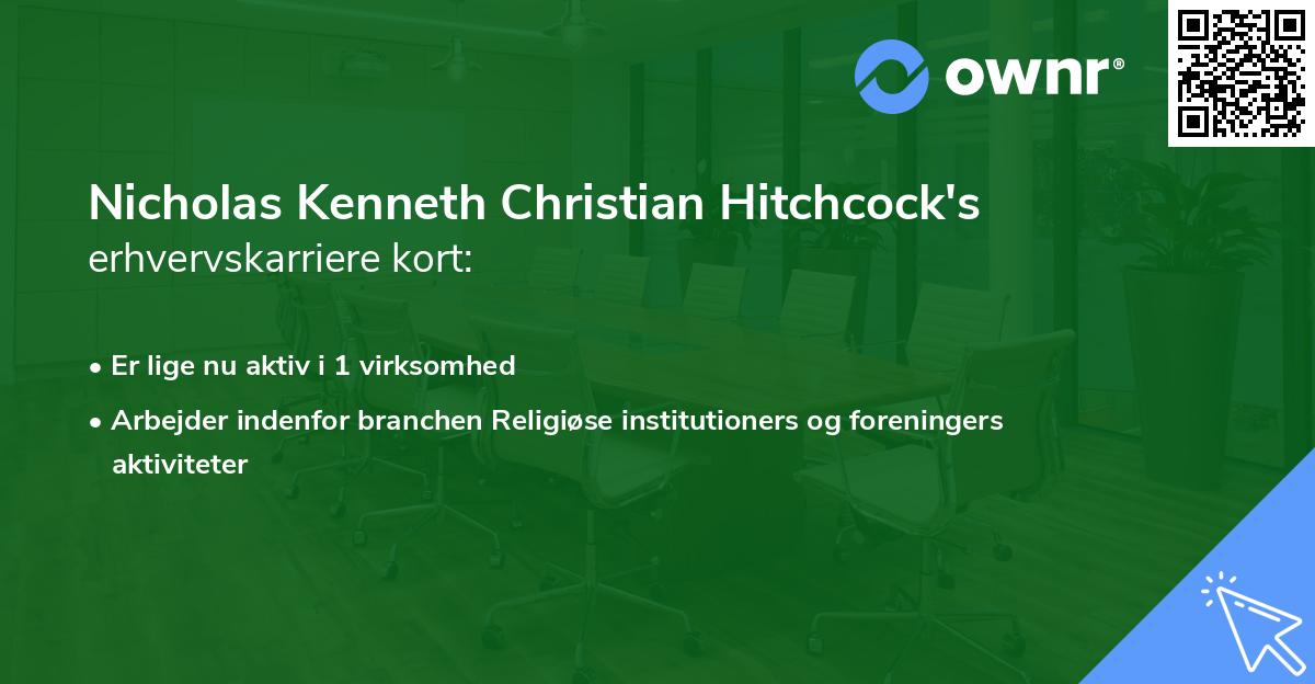 Nicholas Kenneth Christian Hitchcock's erhvervskarriere kort