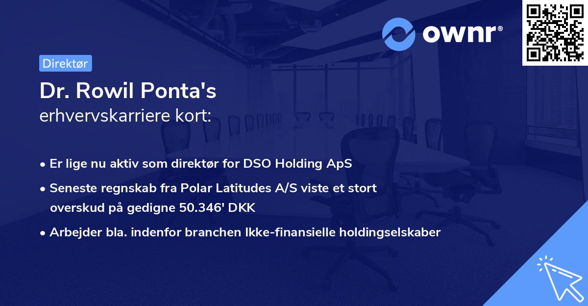 Dr. Rowil Ponta's erhvervskarriere kort