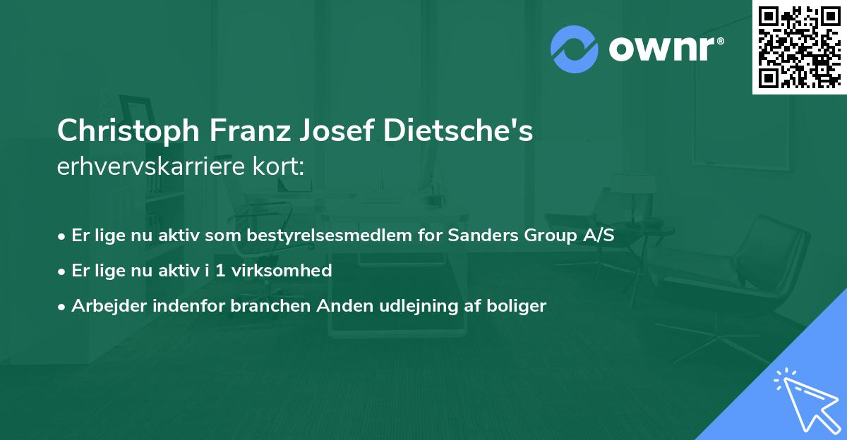 Christoph Franz Josef Dietsche's erhvervskarriere kort