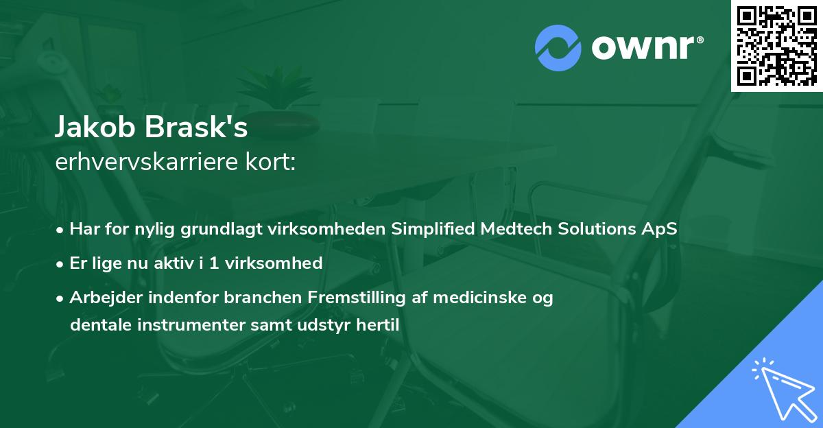 Jakob Brask's erhvervskarriere kort