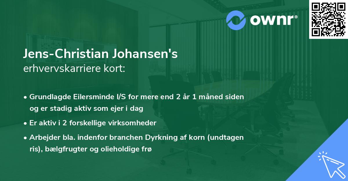 Jens-Christian Johansen's erhvervskarriere kort