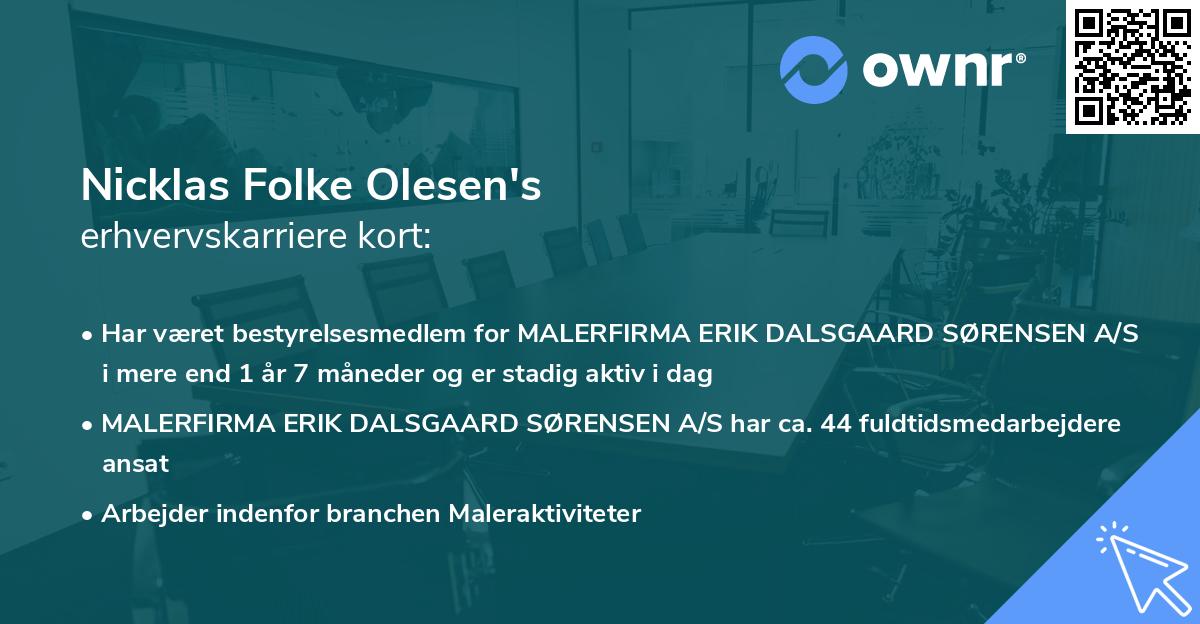 Nicklas Folke Olesen's erhvervskarriere kort