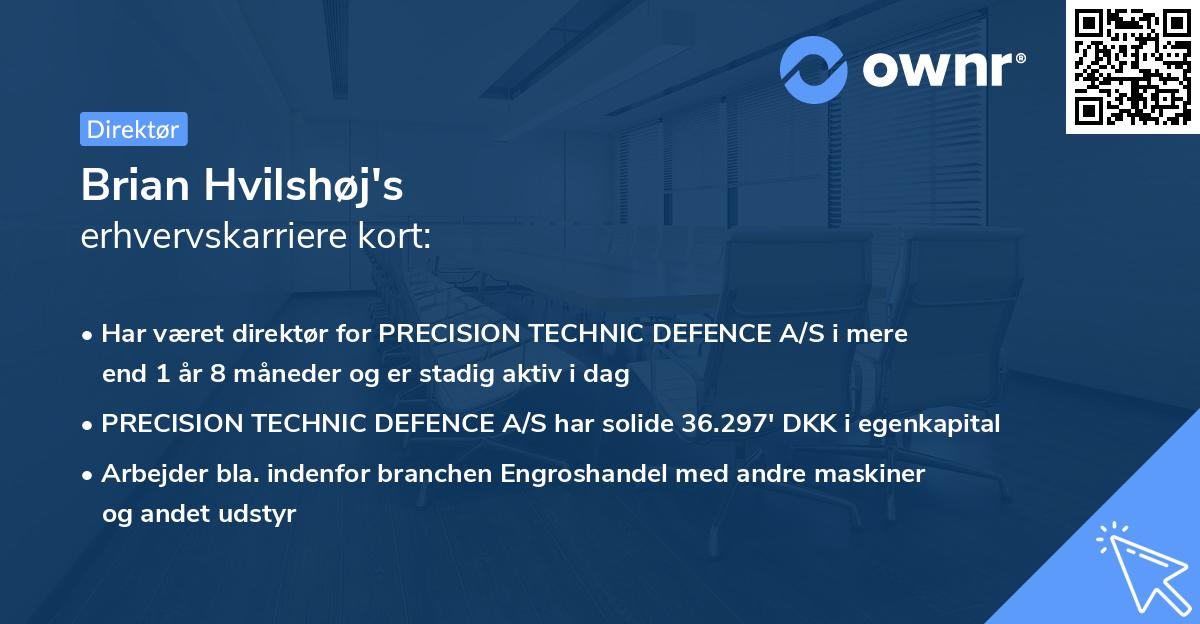 Brian Hvilshøj's erhvervskarriere kort