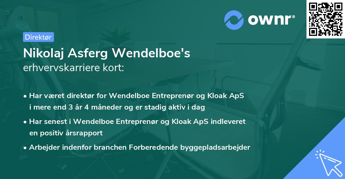 Nikolaj Asferg Wendelboe's erhvervskarriere kort