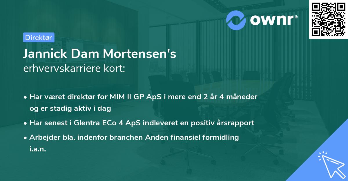 Jannick Dam Mortensen's erhvervskarriere kort