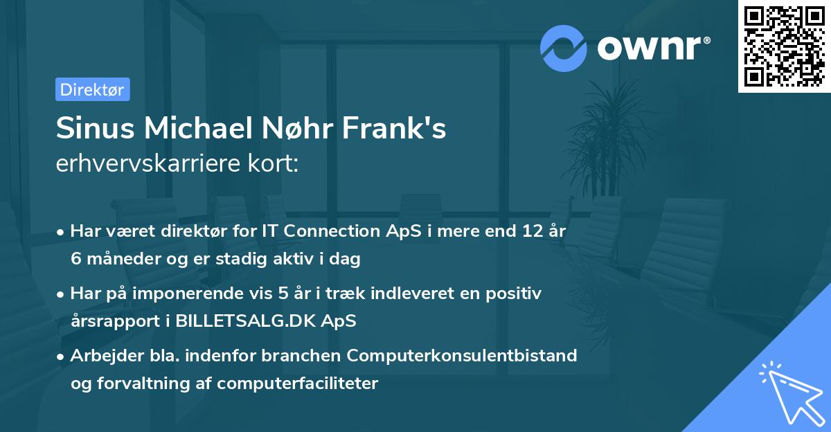 Sinus Michael Nøhr Frank's erhvervskarriere kort