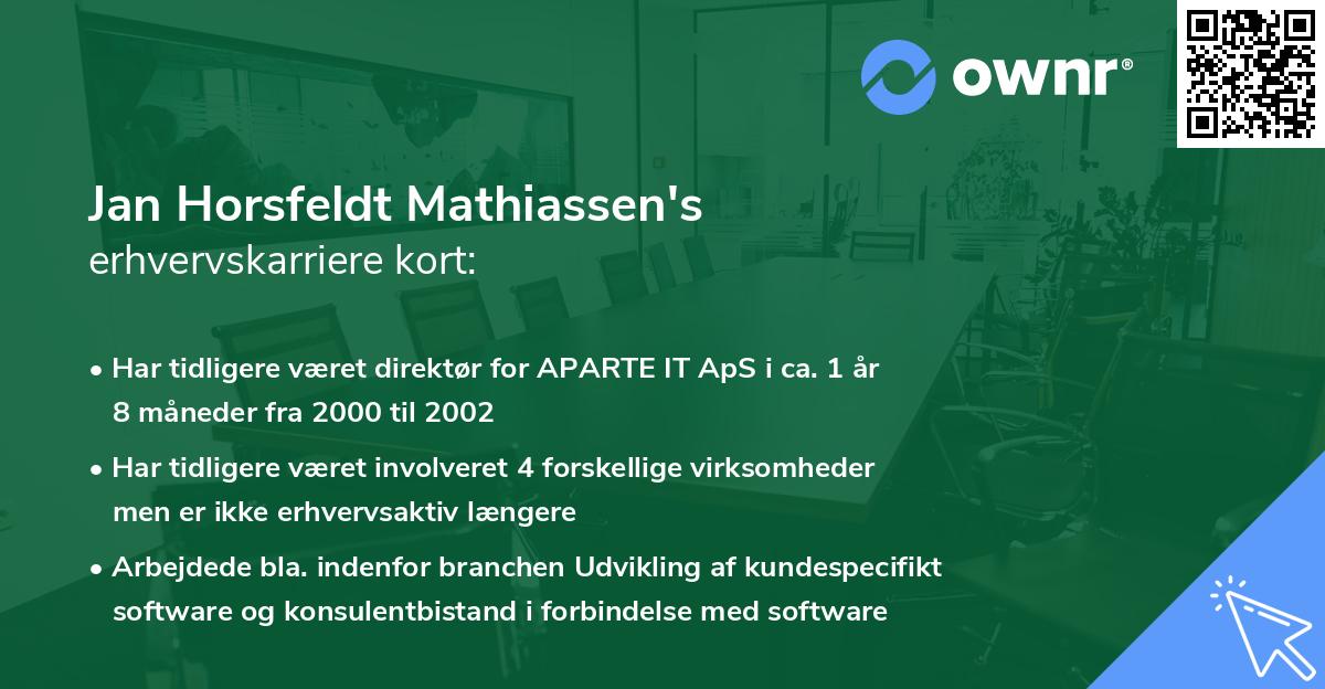 Jan Horsfeldt Mathiassen's erhvervskarriere kort