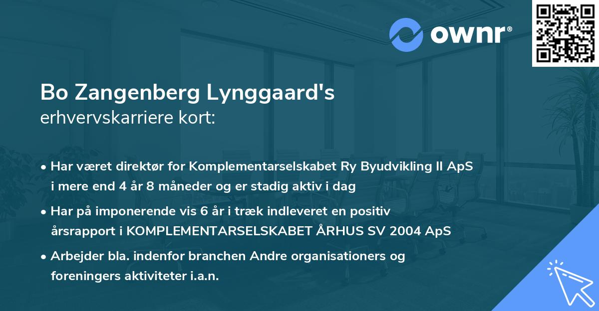 Bo Zangenberg Lynggaard's erhvervskarriere kort