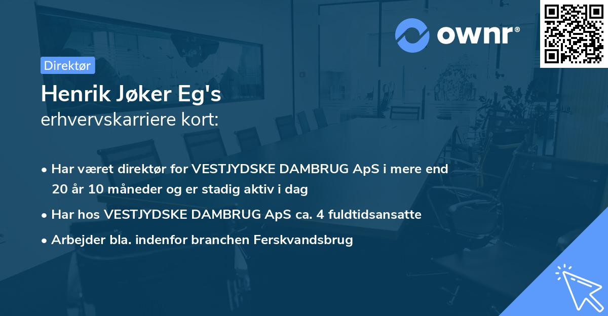 Henrik Jøker Eg's erhvervskarriere kort