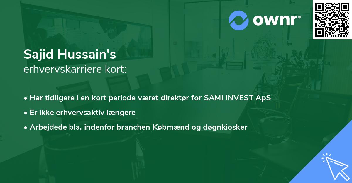 Sajid Hussain's erhvervskarriere kort