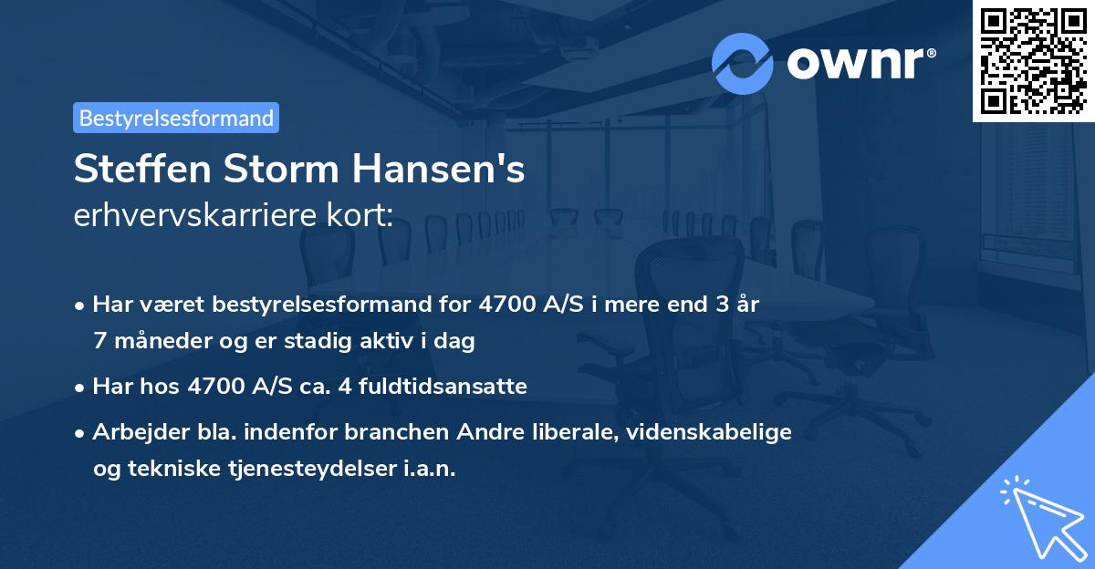 Steffen Storm Hansen's erhvervskarriere kort