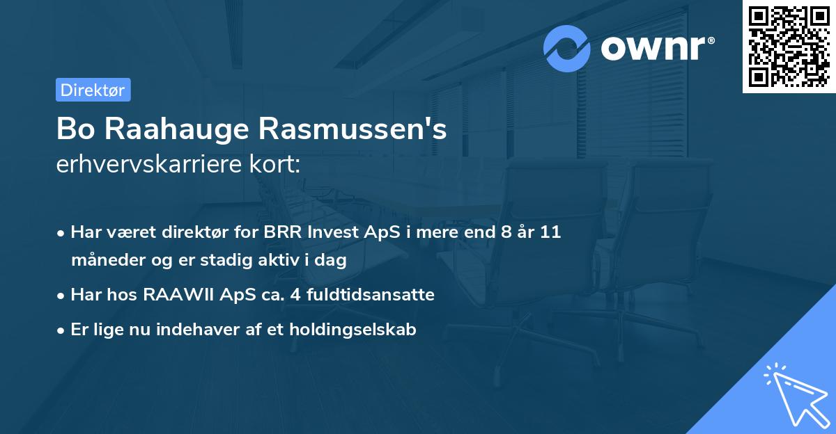 Bo Raahauge Rasmussen's erhvervskarriere kort