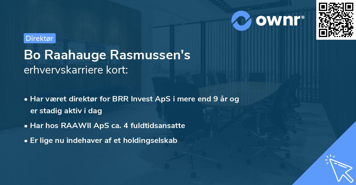 Bo Raahauge Rasmussen's erhvervskarriere kort