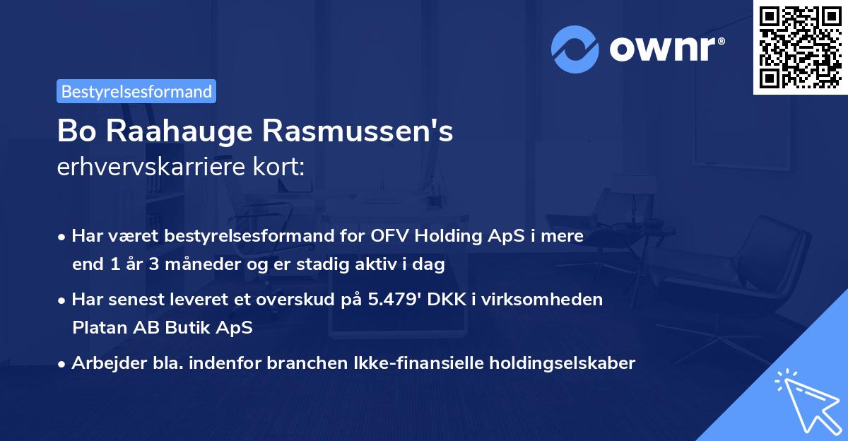 Bo Raahauge Rasmussen's erhvervskarriere kort