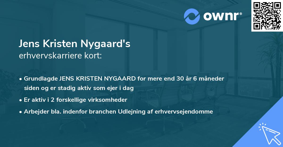 Jens Kristen Nygaard's erhvervskarriere kort