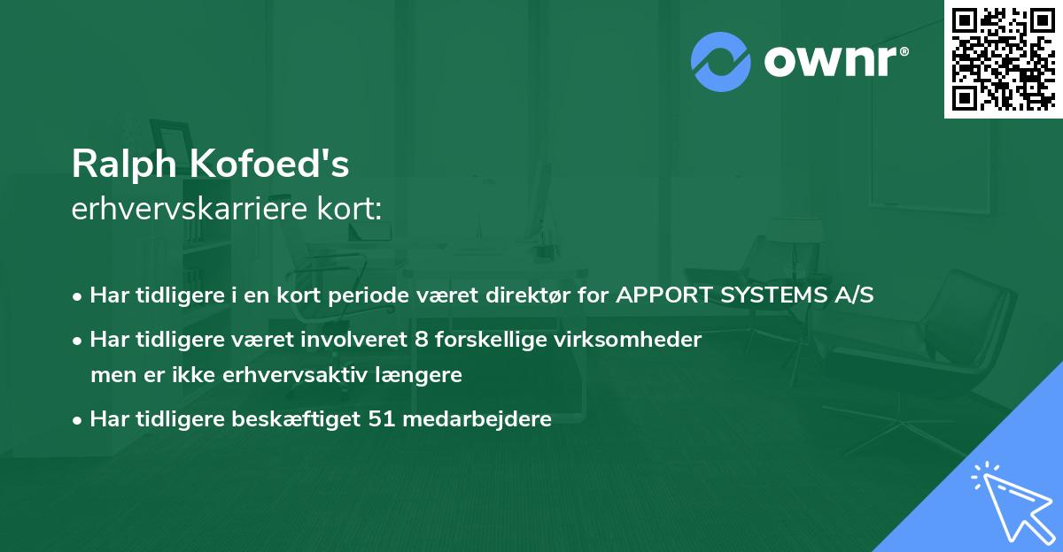 Ralph Kofoed's erhvervskarriere kort