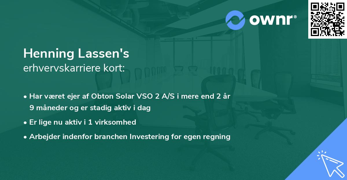 Henning Lassen's erhvervskarriere kort