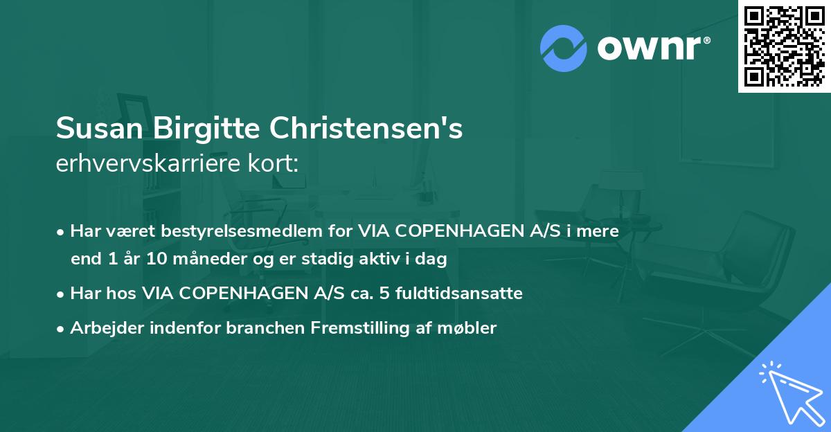 Susan Birgitte Christensen's erhvervskarriere kort