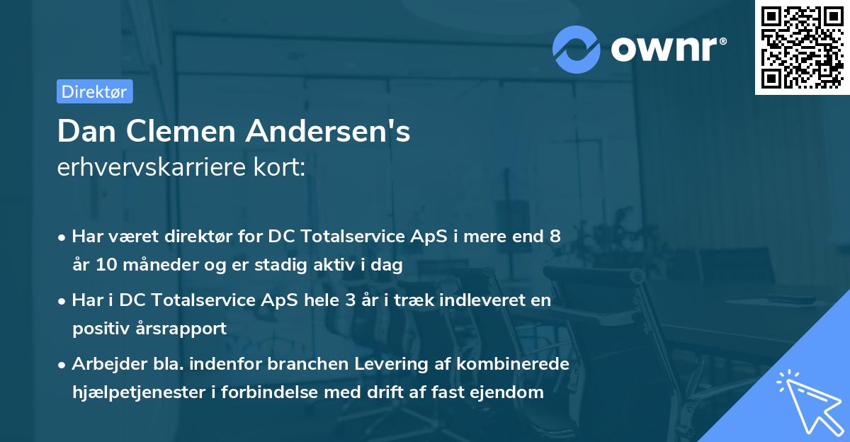 Dan Clemen Andersen's erhvervskarriere kort