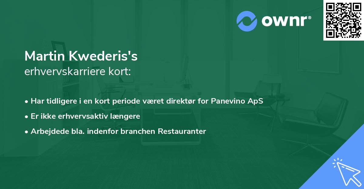 Martin Kwederis's erhvervskarriere kort