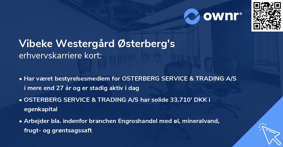 Vibeke Westergård Østerberg's erhvervskarriere kort