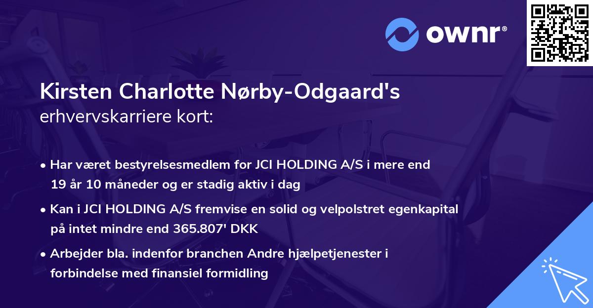 Kirsten Charlotte Nørby-Odgaard's erhvervskarriere kort