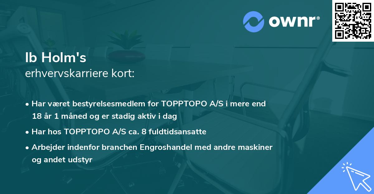Ib Holm's erhvervskarriere kort