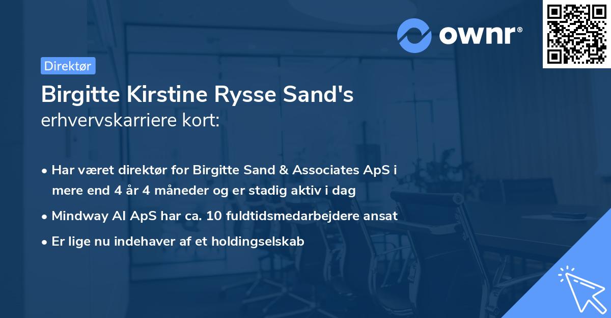 Birgitte Kirstine Rysse Sand's erhvervskarriere kort