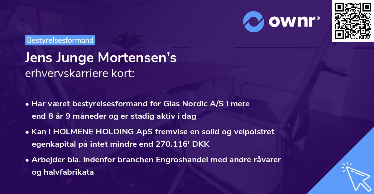 Jens Junge Mortensen's erhvervskarriere kort