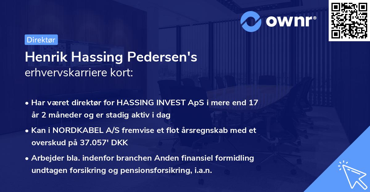 Henrik Hassing Pedersen's erhvervskarriere kort