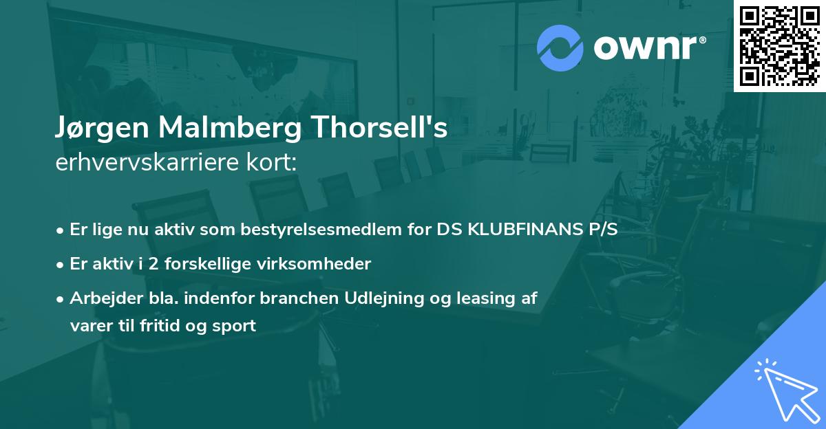 Jørgen Malmberg Thorsell's erhvervskarriere kort
