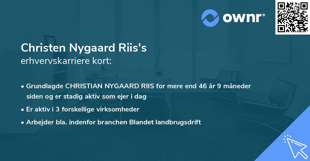 Christen Nygaard Riis's erhvervskarriere kort