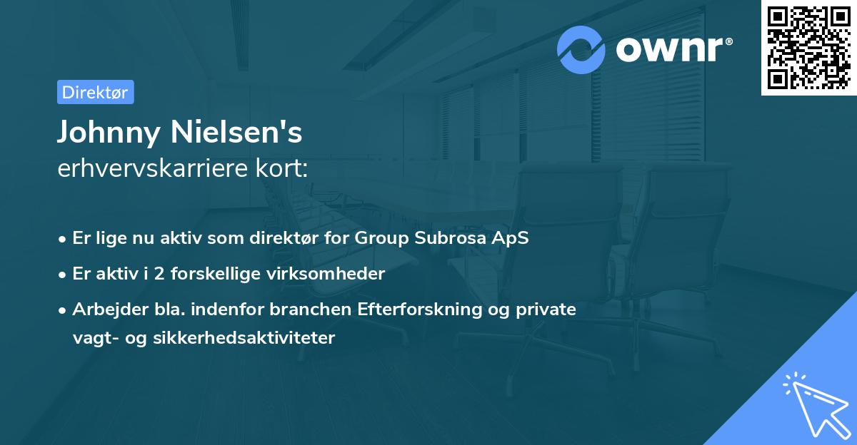 Johnny Nielsen's erhvervskarriere kort