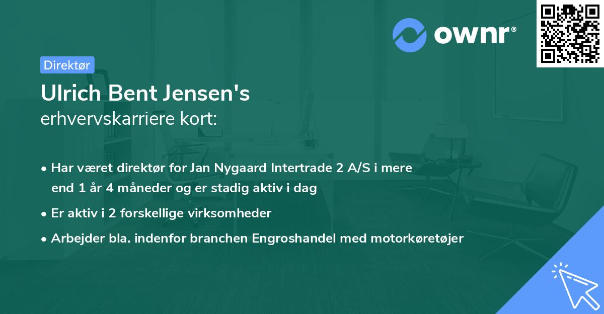 Ulrich Bent Jensen's erhvervskarriere kort
