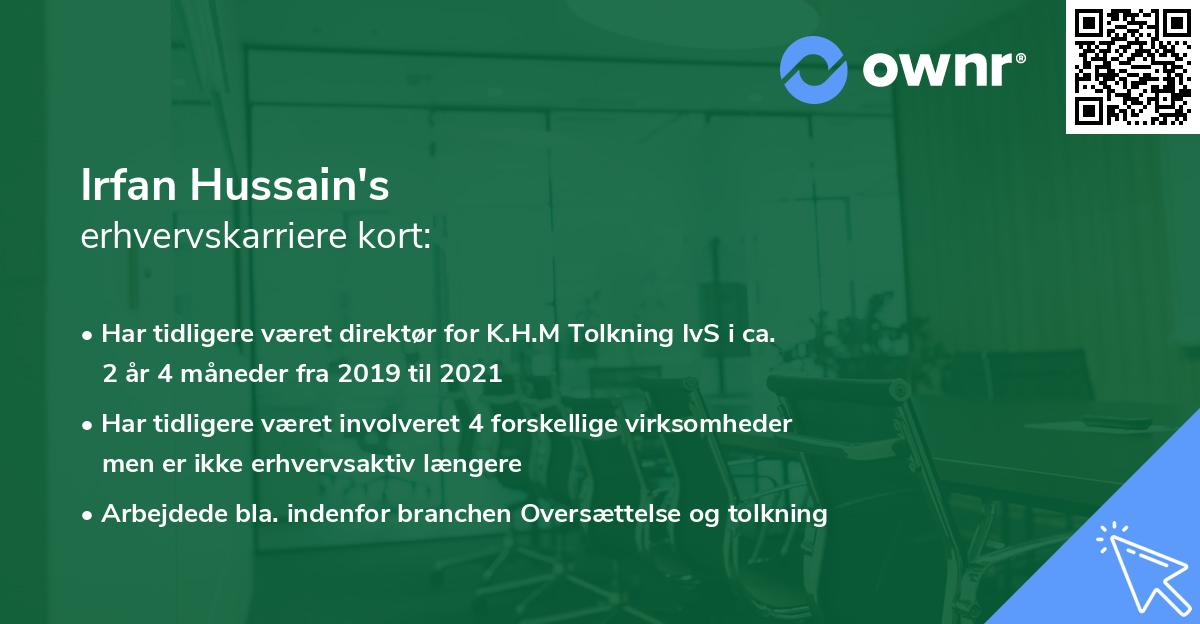 Irfan Hussain's erhvervskarriere kort