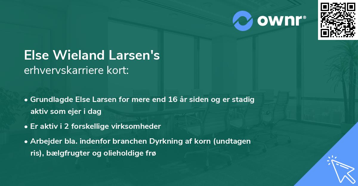 Else Wieland Larsen's erhvervskarriere kort