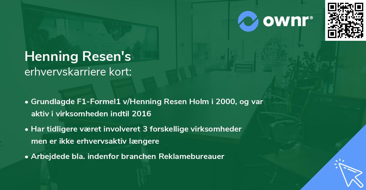 Henning Resen's erhvervskarriere kort