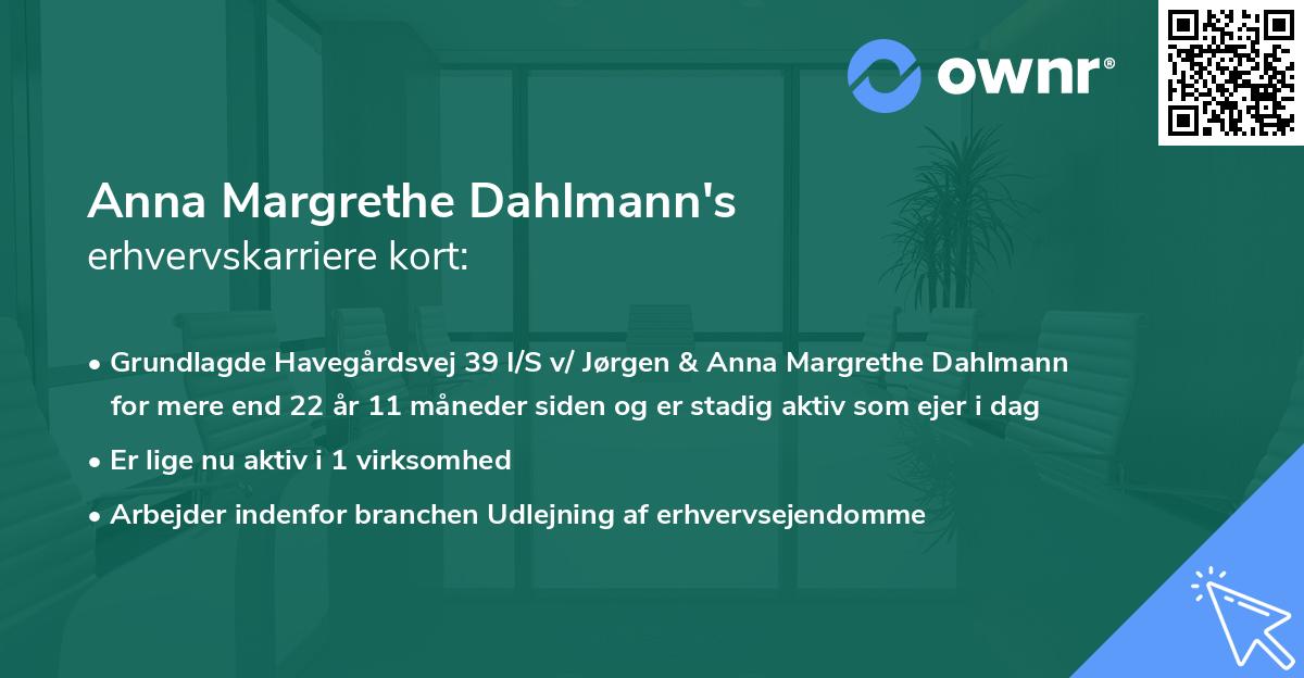 Anna Margrethe Dahlmann's erhvervskarriere kort