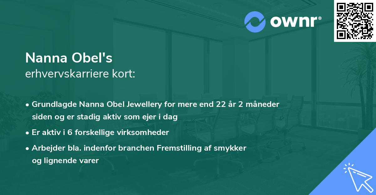 Nanna Obel's erhvervskarriere kort