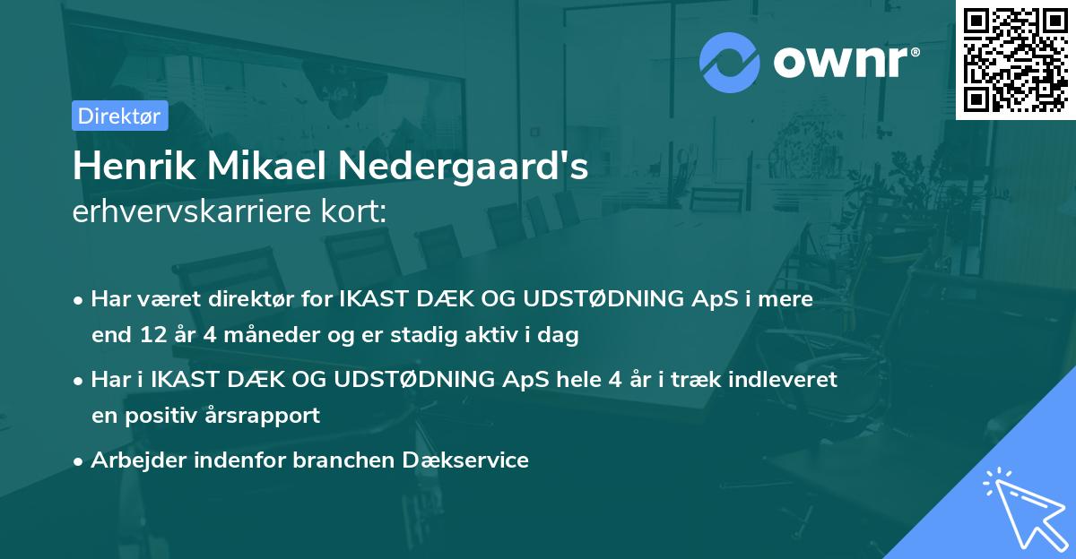 Henrik Mikael Nedergaard's erhvervskarriere kort