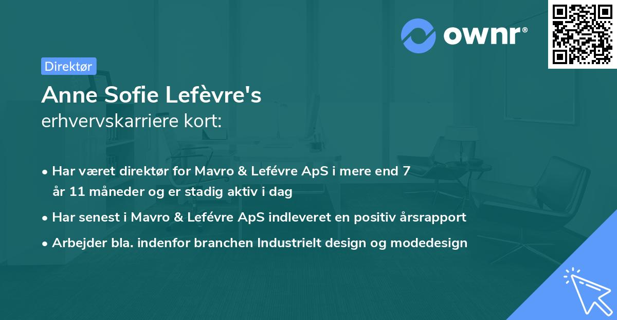 Anne Sofie Lefèvre's erhvervskarriere kort