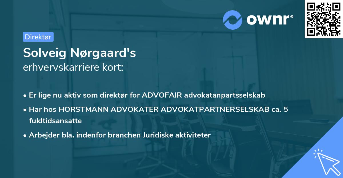 Solveig Nørgaard's erhvervskarriere kort
