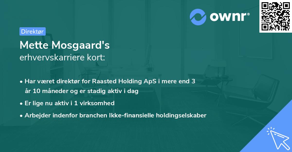 Mette Mosgaard's erhvervskarriere kort