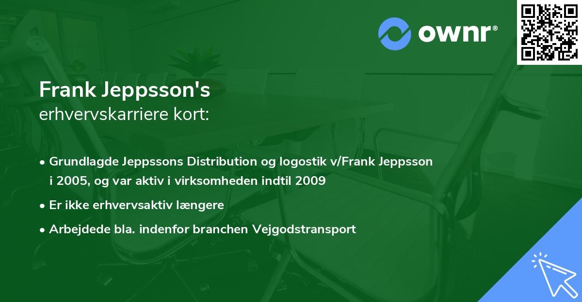 Frank Jeppsson's erhvervskarriere kort